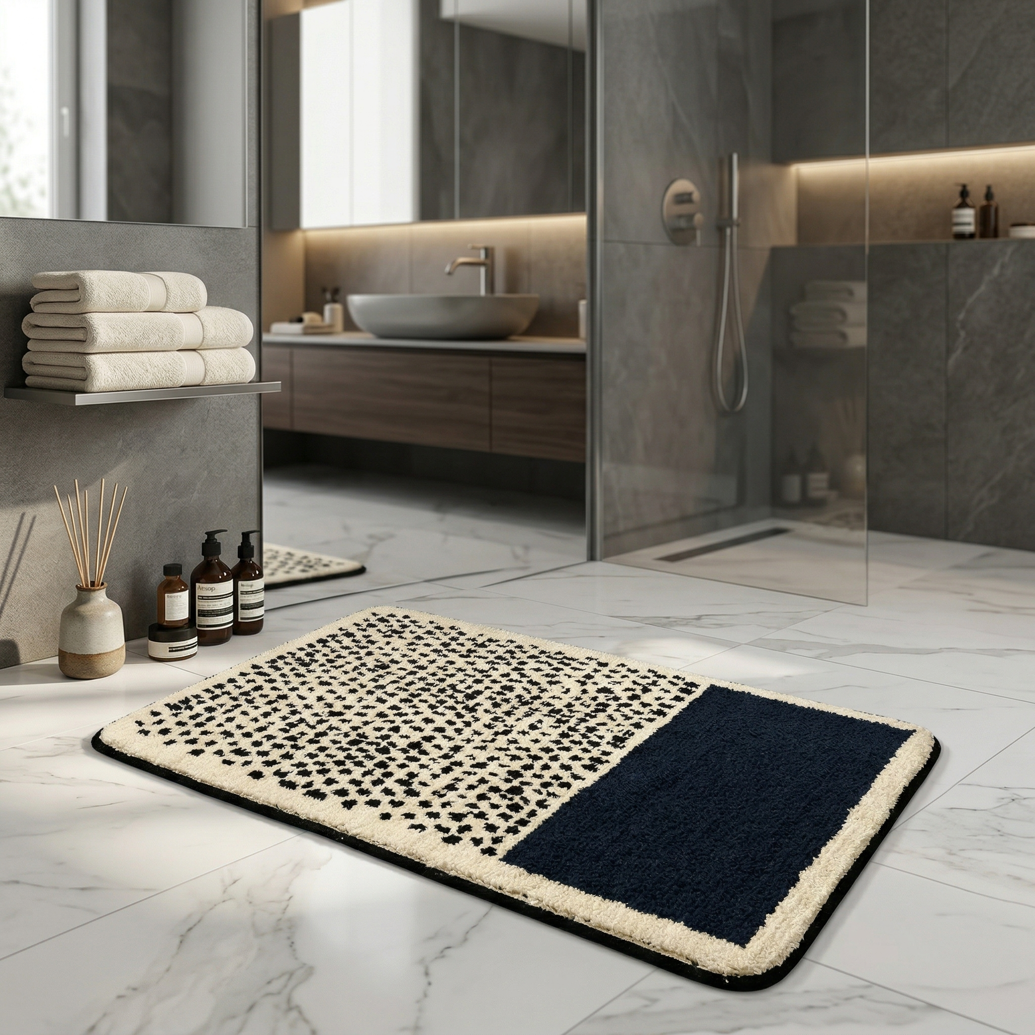 Tapis de bain scandinave – antidérapant et absorbant