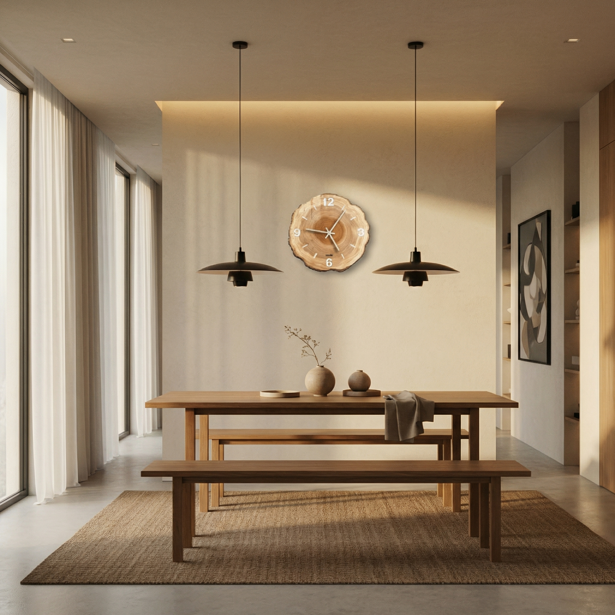 Horloge murale silencieuse effet bois – design naturel