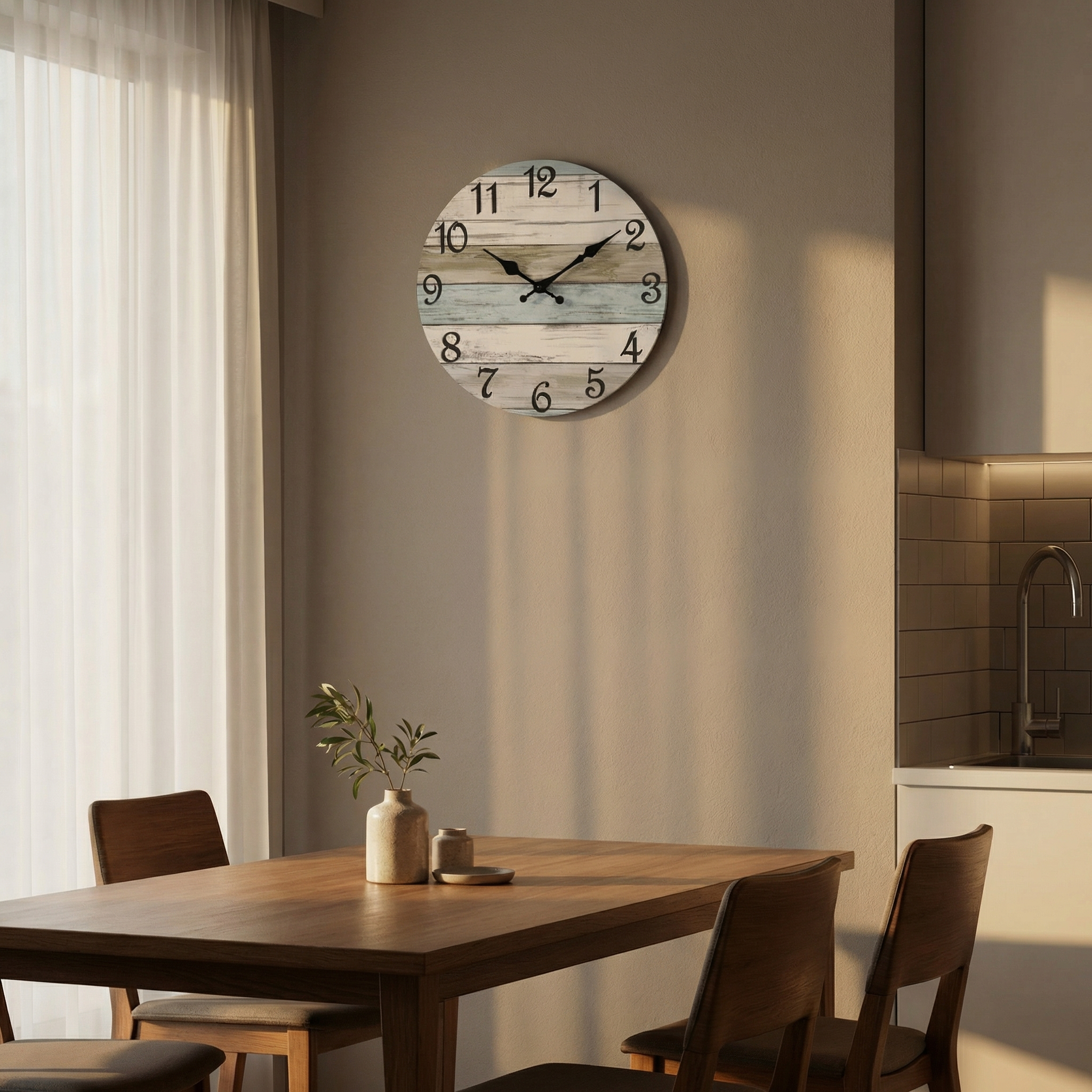 Horloge murale ronde bleue silencieuse – design nautique