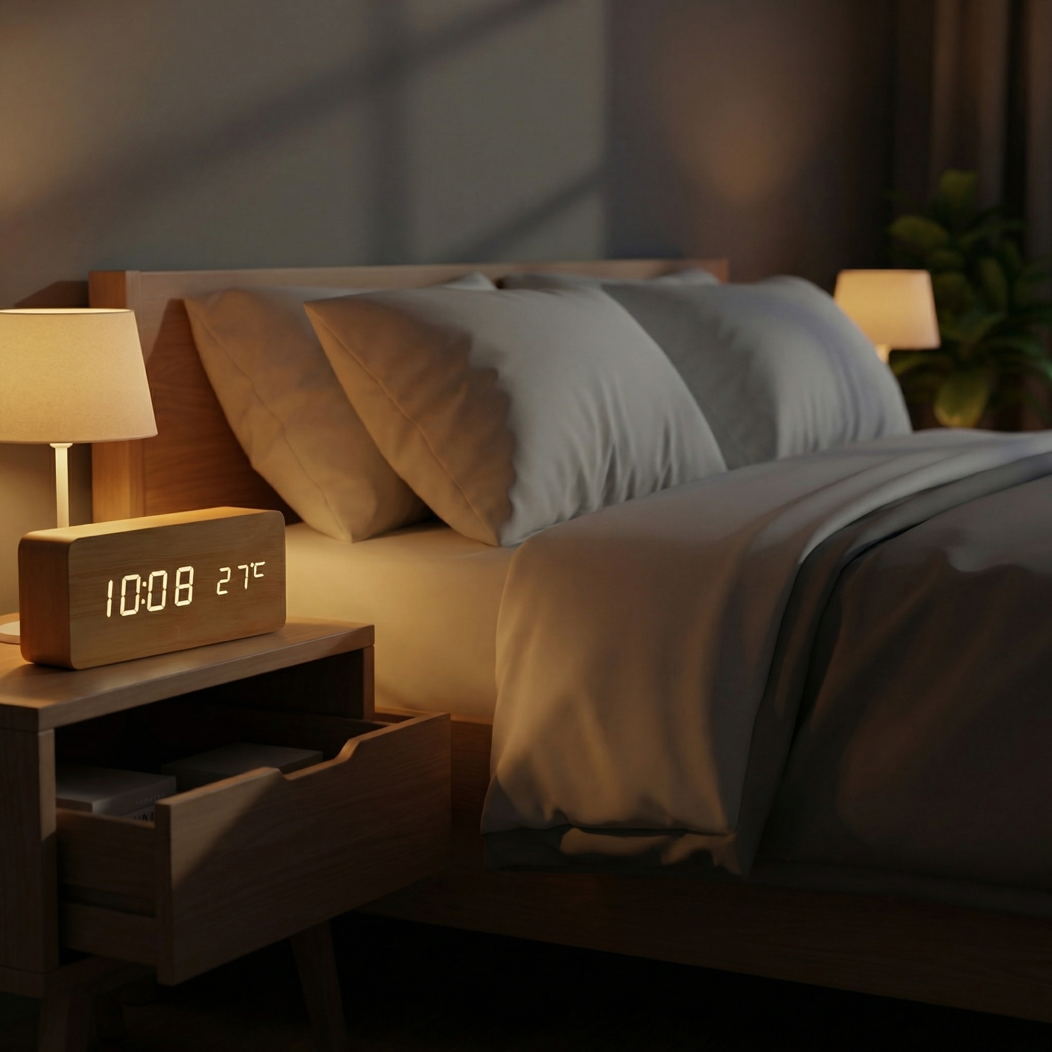 Réveil numérique multifonction avec chargeur sans fil – écran LED