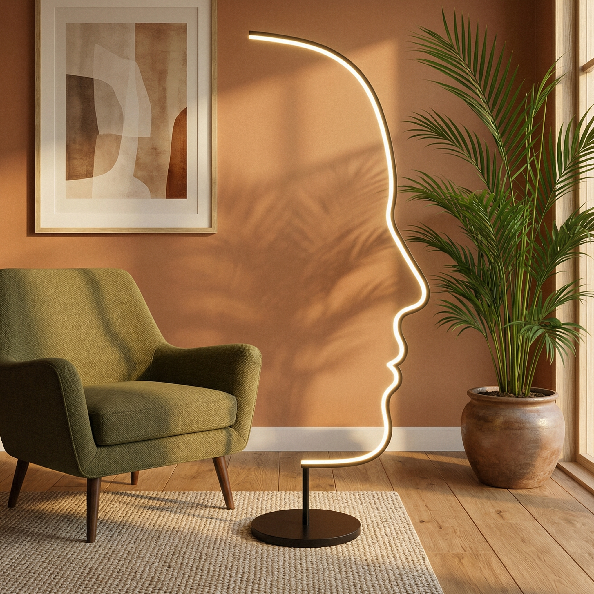 Lampadaire sculptural visage