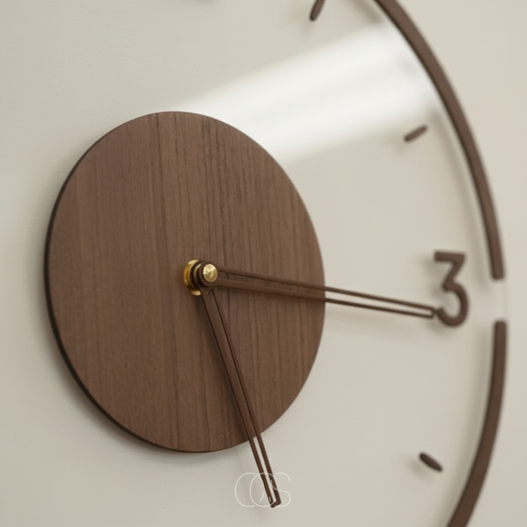 Horloge murale silencieuse nordique – bois et acrylique