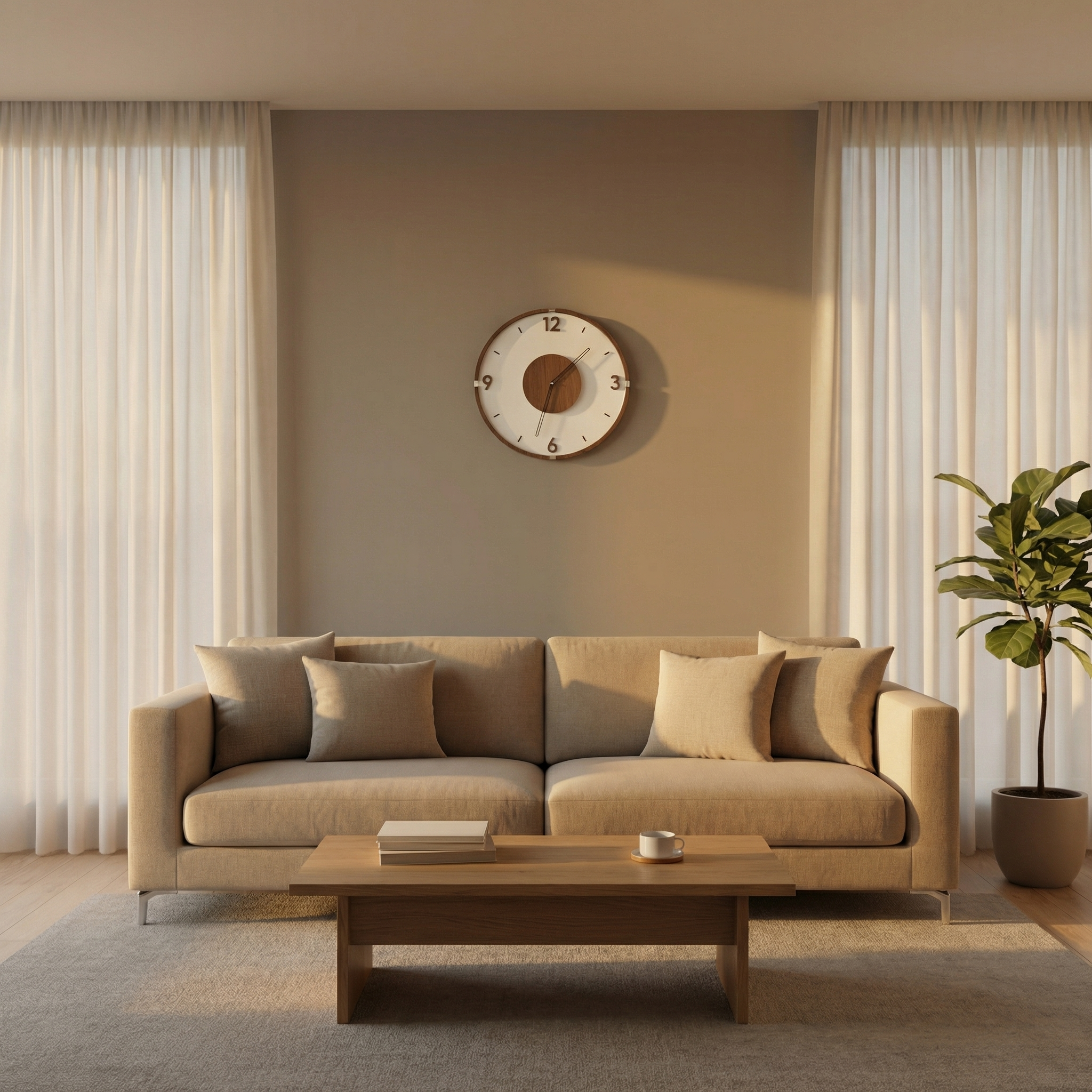 Horloge murale silencieuse nordique – bois et acrylique