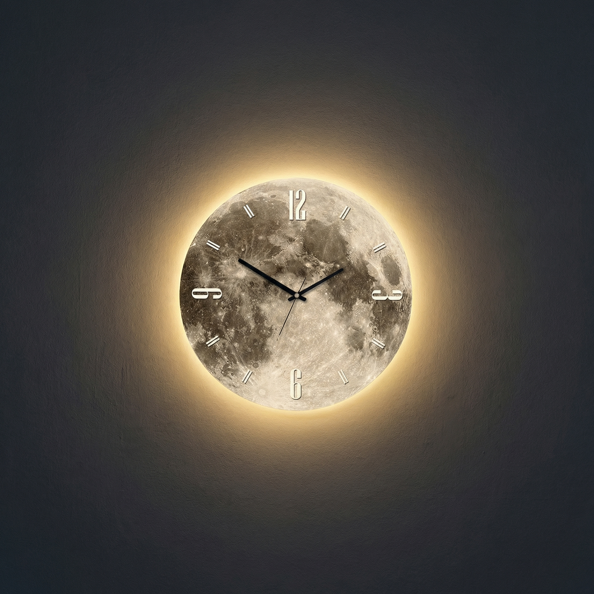 Horloge murale lune avec éclairage LED – design apaisant