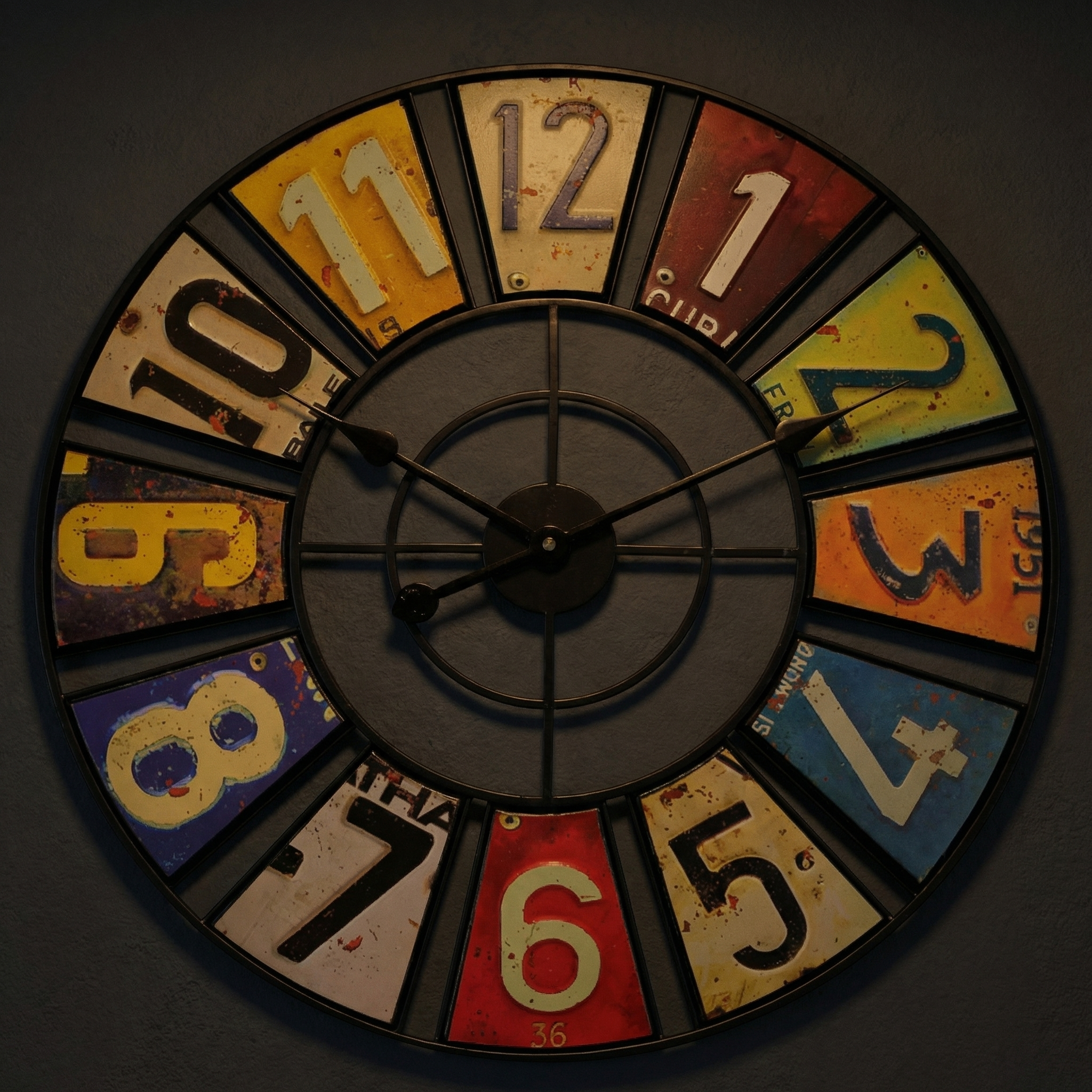 Horloge murale rétro colorée – design industriel