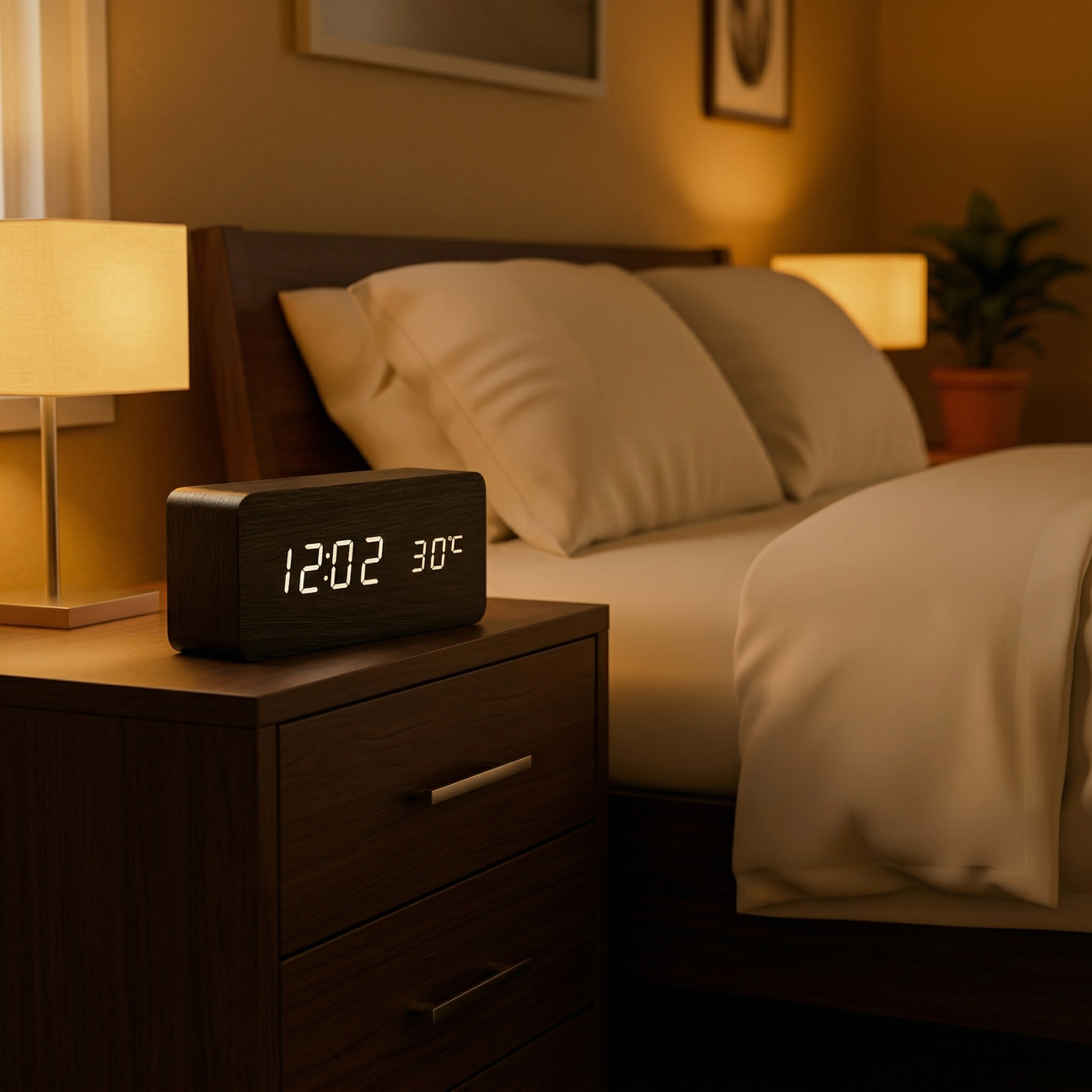 Réveil numérique multifonction avec chargeur sans fil – écran LED