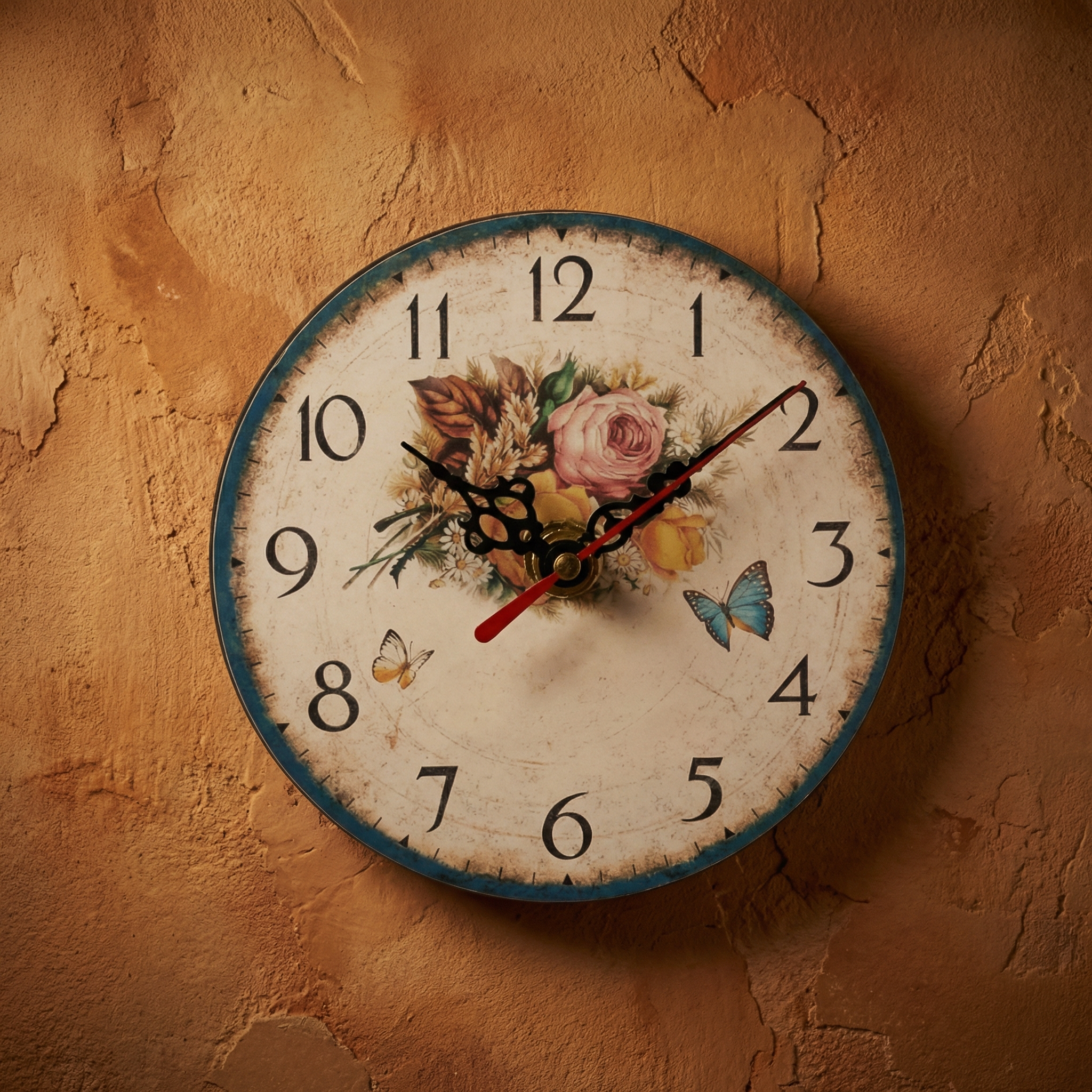 Horloge murale papillon naturel – design apaisant