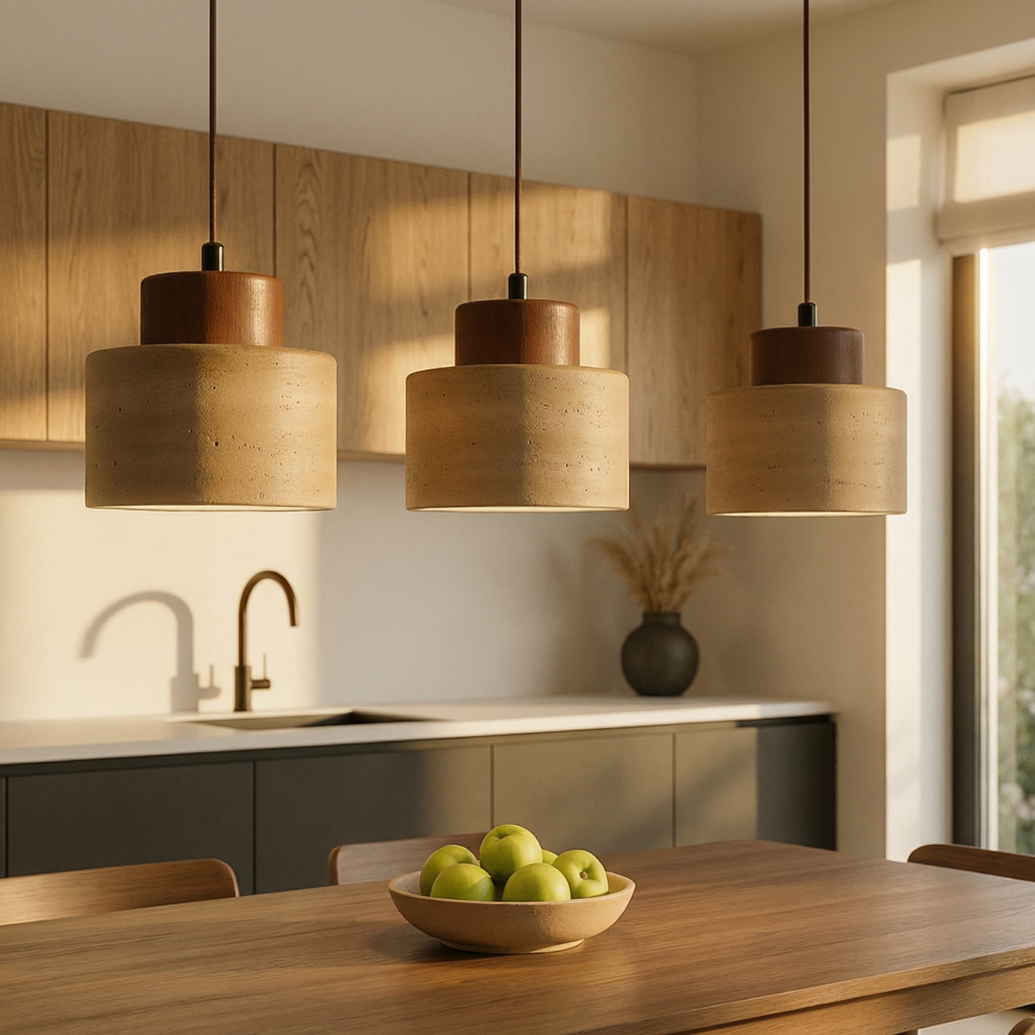 Suspension en pierre travertin