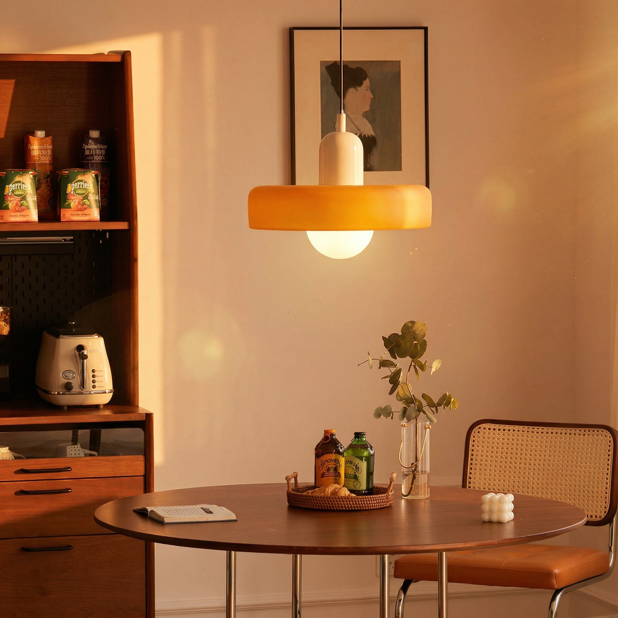 Suspension Bauhaus en verre coloré