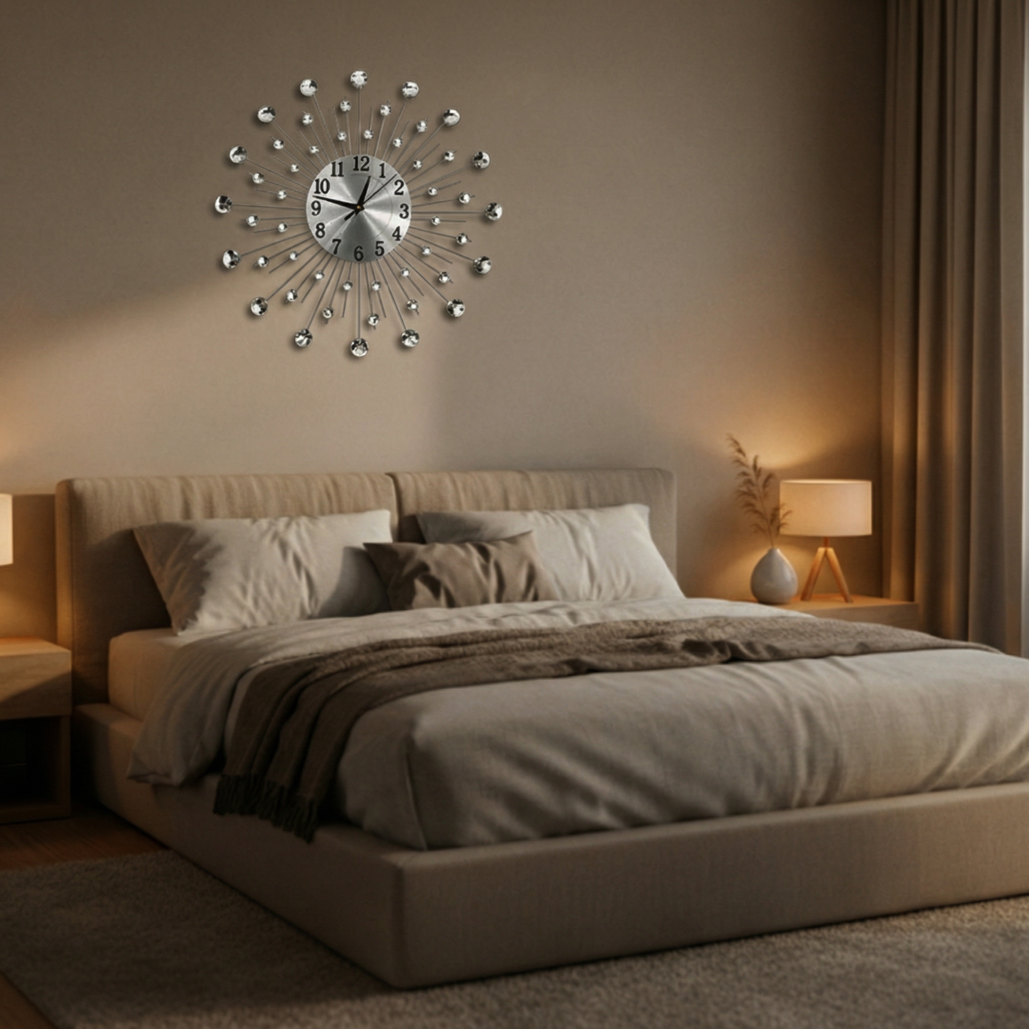 Horloge murale moderne avec accents cristal – design élégant