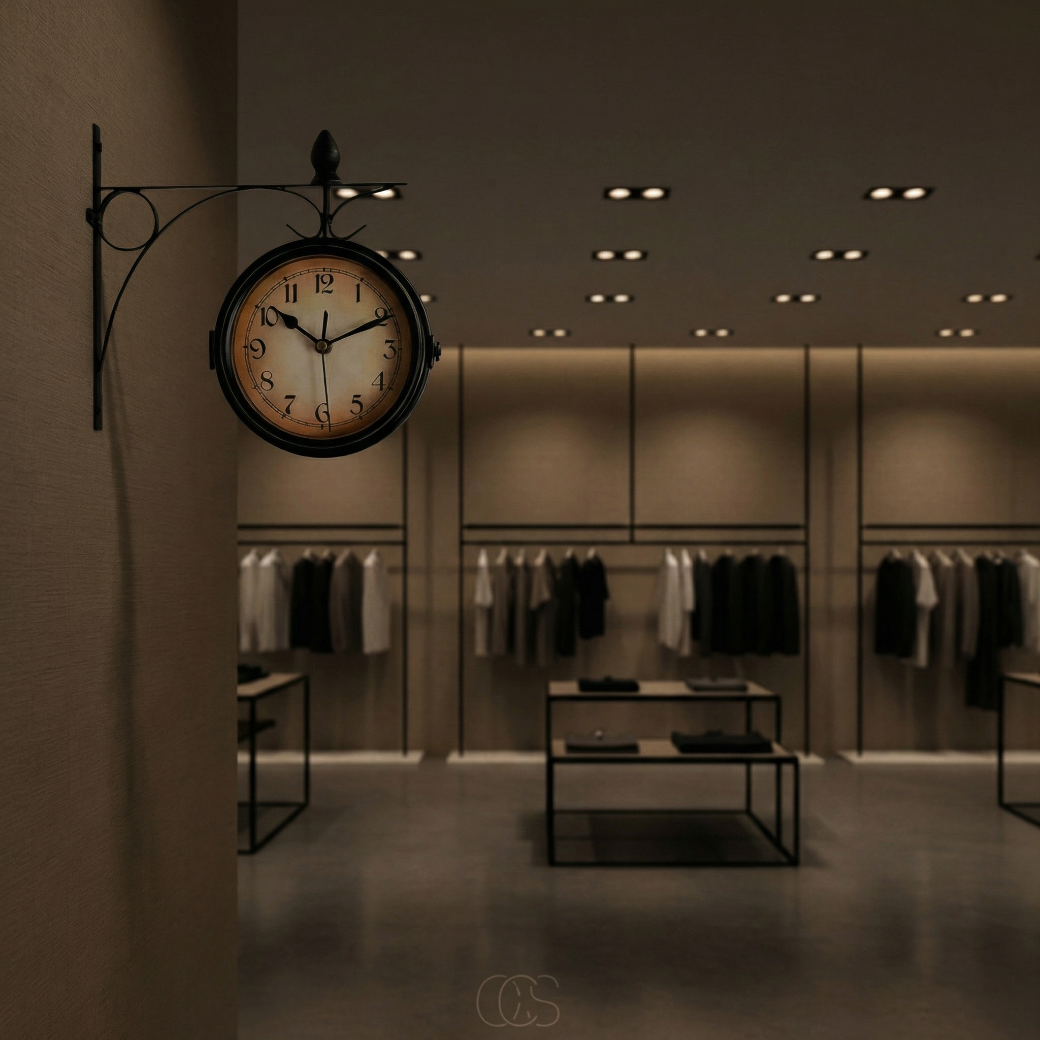 Horloge murale vintage double face – style gare