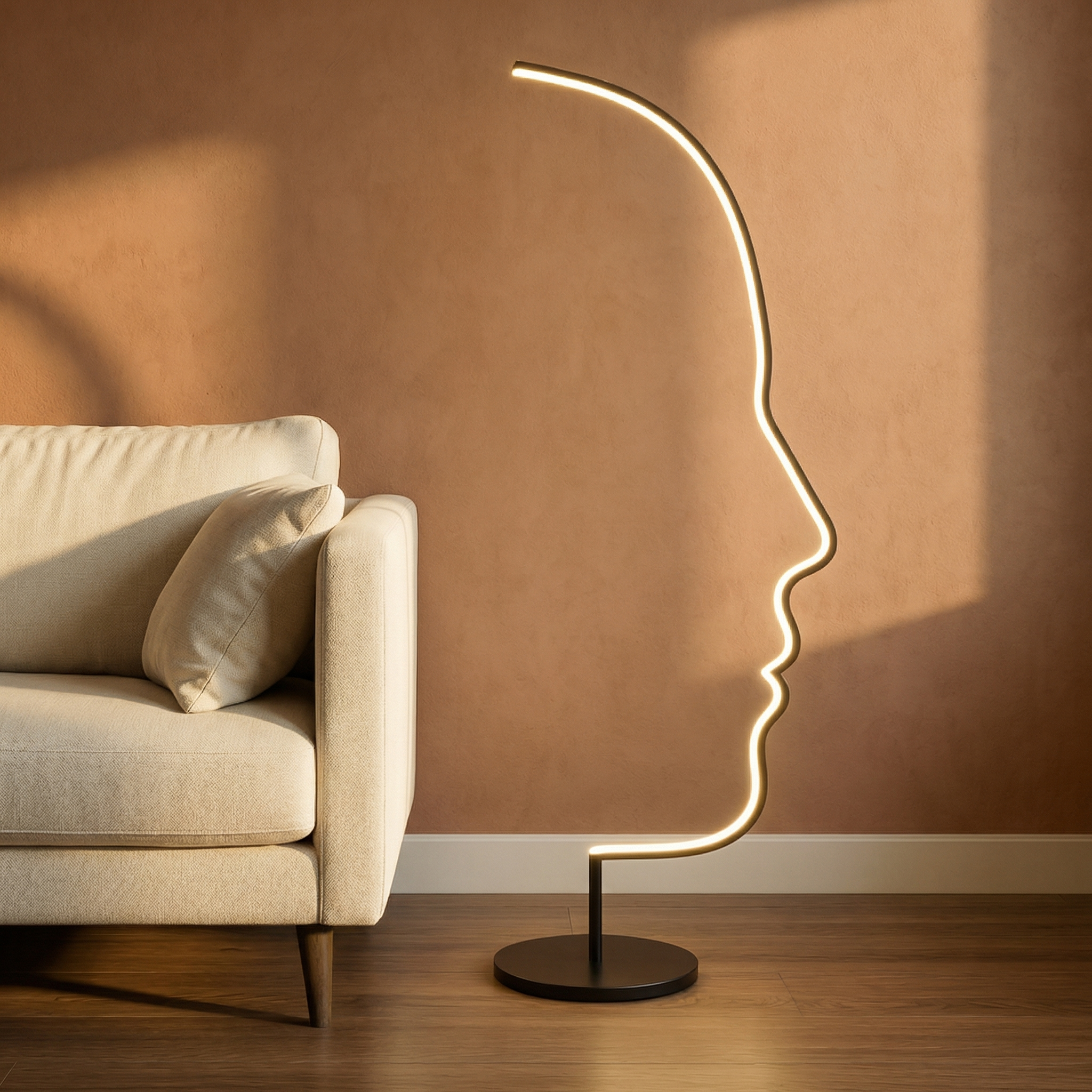 Lampadaire sculptural visage