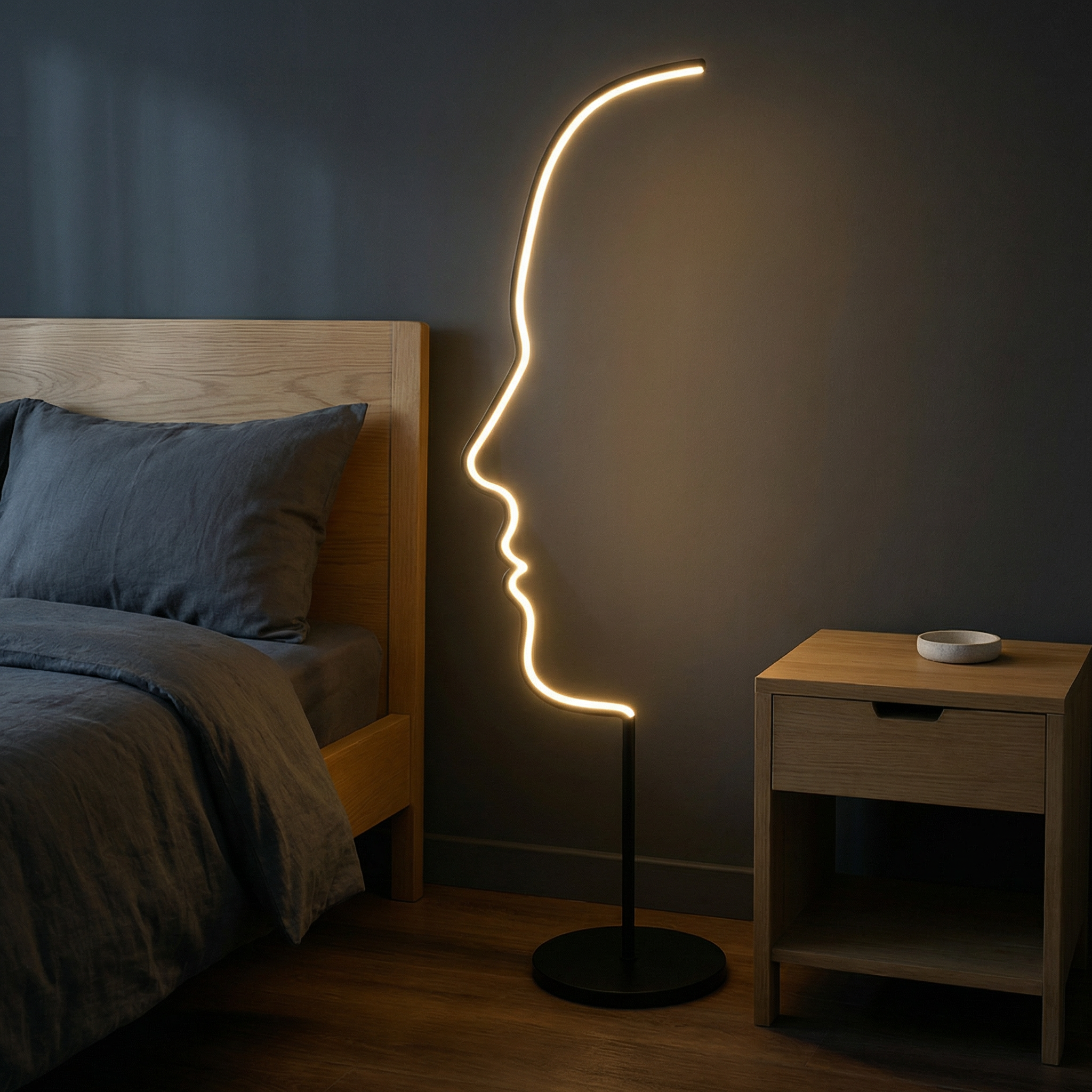 Lampadaire sculptural visage